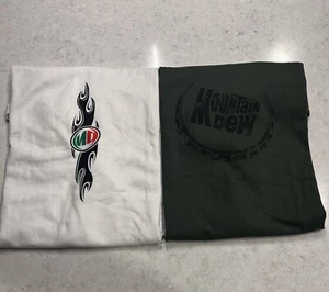 Lot of 2 Mountain Dew T Shirts XL Promo Skateboarding Surf Soda Cyber Skater Y2K - Picture 1 of 17