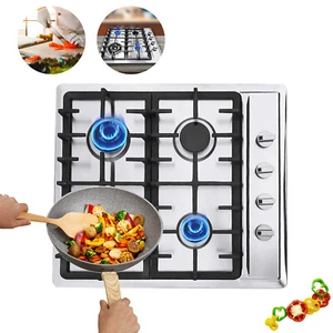 4 Fornelli Piano Cottura a Gas da Incasso GPL/NG Acciaio Inox Cucina Piano Cottura a Gas 23"! - Foto 1 di 18