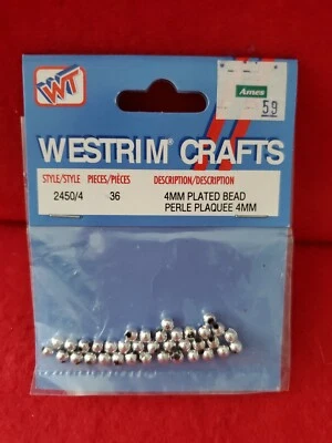 Westrim Crafts  - Plated Silver Pearl Beads 4 mm - 36 pieces  - Image 1 of 2