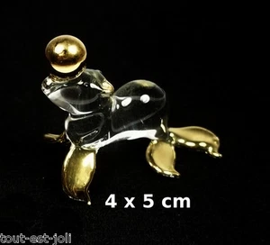 magnifique otarie en verre avec dorures, miniature de collection,cochon   G12-57 - Imagen 1 de 1