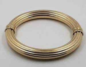Veronese 18K Clad Bold Ribbed Sterling Silver Bangle Bracelet QVC - Picture 1 of 4