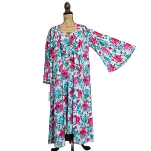 VTG 80s Balenciaga Paris Japan License Floral Gown & Robe Set Plus Size Medium - Picture 1 of 12