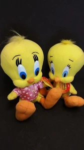 TWO 8" 9" Tweety Bird Looney Toons Plush 1998 1999 Rare Russell Stover With Tags - Picture 1 of 11
