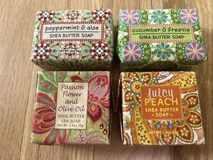 GREENWICH BAY TRADING Co. Shea Butter Soap includes 4 Bars Peach Cucumber & More - Picture 1 of 2