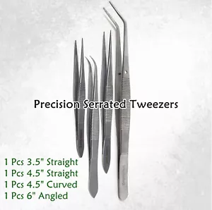 Sewing Machine Thread Tweezers Serrated Tip Pickup Tool Home Industrial Set of 4 - Picture 1 of 3