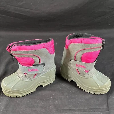 托特包女孩隔热冬季靴 - 灰色/粉色 - 7 M 码 — 第 1/4 张图片