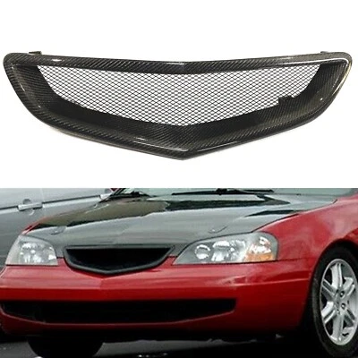 1x Parrilla de malla de parachoques delantero de fibra de carbono negra para Acura 3.2 CL 2001-2003 Foto 1 de 4
