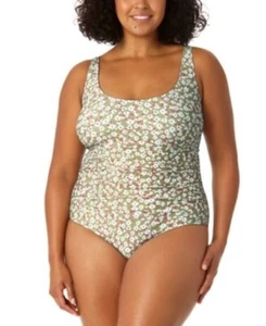 Anne Cole 22W Plus Size Printed Bra-Back One Piece Swimsuit Disty Floral New - Picture 1 of 4