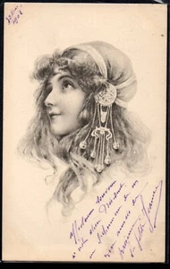 BY108 ART NOUVEAU MM VIENNE uns TOUSSAINT BEAUTIFUL LADY HEAD Ornaments JEWELRY - Picture 1 of 1