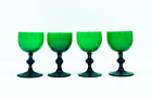Vintage Set 4 Carlo Moretti Mcm Italian Green Cordial Cocktail Glasses Holiday