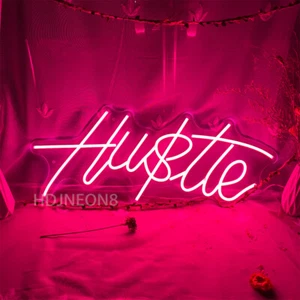 Custom Neon Sign Hustle Acrylic Signs Personalized Sign for Room Home Wall Decor - Picture 1 of 10