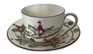 Coalport Hunting Scene Cup & Saucer Wedgwood English Fine China Great Condition - Picture 1 of 9