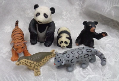 Vtg Lot/6 K&M INT Zoo Animals GIANT PANDA & BABY Seal SNOW LEOPARD Tiger BEAR - Image 1 of 4