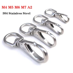 Gancho de resorte giratorio clip mosquetón resistente M4 M5 M6 M7 A2 304 acero inoxidable - Imagen 1 de 12