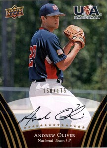 2008-09 USA Baseball Autographs Gold #76 Andrew Oliver /175 