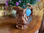 Antique English Brown Treacle Glaze Staffordshire Pottery Pitcher Dog Handle