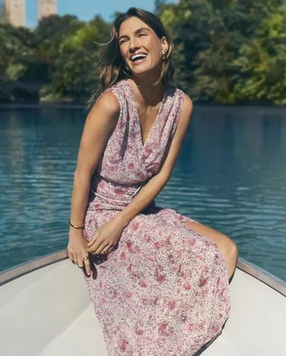 NWOT Ann Taylor Petite Floral Ruched Flare Dress Sz 4P - Image 1 of 4