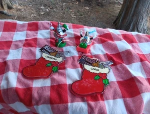 VINTAGE HERSHEY CHOCOLATE CHRISTMAS TREE ORNAMENTS STOCKINGS KISS & CAR - Picture 1 of 4