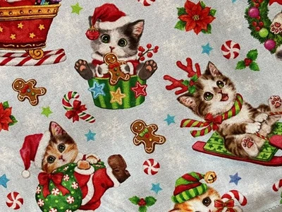 Corredor de tanque de inodoro para gatos/gatitos de Navidad 8”x20”. Reversible. Hecho a mano Foto 1 de 4