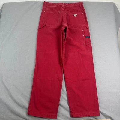 Vintage Red Guess Denim Jeans Size 36x34 Fits 33x33 Carpenter Straight Loose - Image 1 of 4