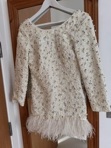 Top Shop Atelier Dress. Size XS/Small. Cream With feathers. Sequence - Picture 1 of 9