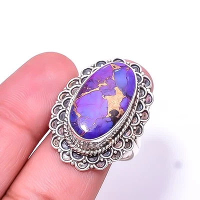 Anillo Cobre Púrpura Turquesa Bellas Artes Oxidado Plata de Ley 925 S.10 R69 Foto 1 de 4