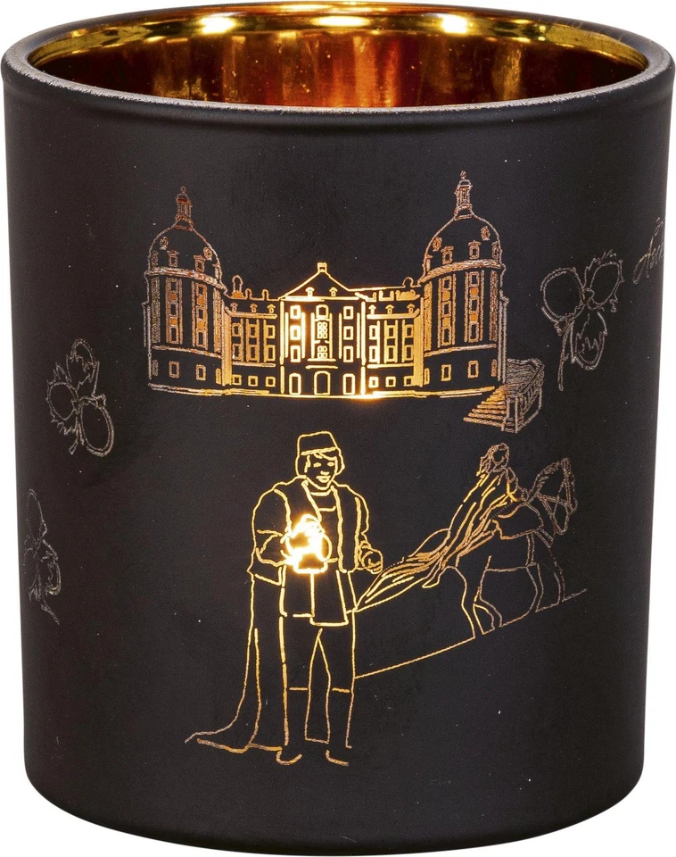 SAICO GMBH SEIFFEN Teelichthalter Glas Drei Haselnüsse für Aschenbrödel Märchenmotiv Deko 9x8 cm