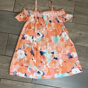 Janie and Jack Field of Flowers New Peach Floral Dress Girls Size 6 - Picture 1 of 4
