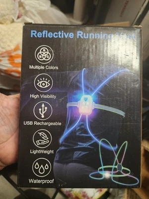 Reflective Running Vest Lights Runners Gear Walking Women Night Light up Gifts - Image 1 of 4