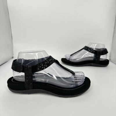 Sandalia Tanga Aetrex-Jade Negra Brillante Mujer 7 EE. UU. Foto 1 de 4