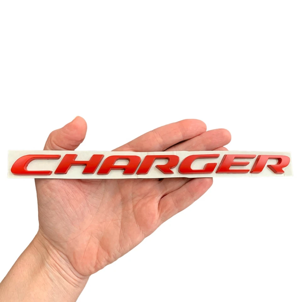 Charger Letters Badge Red Nameplate Gloss Emblem for Rear Trunk Lid Dodge - Image 1 of 3