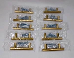 Kitchen Or Bathroom Cabinet Or Drawer Pulls Set Of 10 Gold Tone - Picture 1 of 8