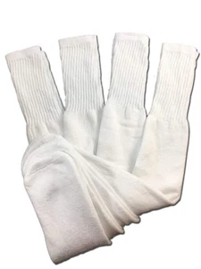 4 Pairs Mens White Tube Socks Big and Tall Extra Long Thick Cotton - 24 Inches - Picture 1 of 1