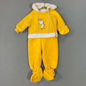 Vintage 50s 60s Fleece Baby Bunting 1 Piece Infant Zip Footed 12-18 Months - Picture 1 of 12