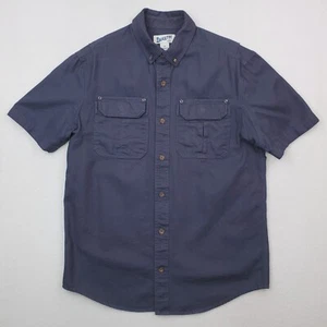 Duluth Shirt Mens Medium Blue Free Swingin Fire Hose Relaxed Fit Duck Canvas - Picture 1 of 15