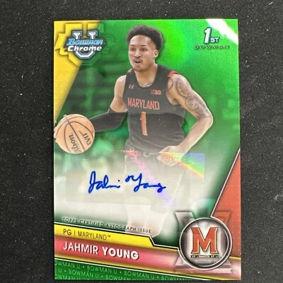 2023-24 Bowman University Chrome Jahmir Young 1st Green Refractor Auto /99 - Image 1 of 3