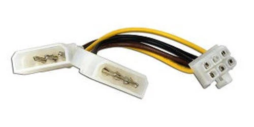 EVT 3.5" 6-Pin PCI PCIe Power Adapter Cable PCIXPRESPWRCAB Dual Molex Power - Image 1 of 1