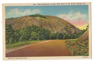 STONE MOUNTAIN Largest Solid Monolith in World Atlanta Georgia Postcard GA Linen - Picture 1 of 2