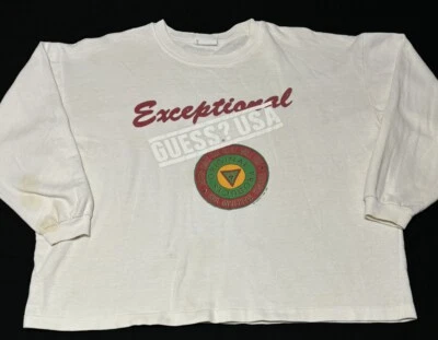 Sudadera corta Guess vintage para mujer talla grande blanca 1987 cuello redondo EE. UU. Foto 1 de 4