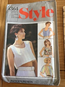 1985 ORIGINAL STYLE  SEWING PATTERN 4364 set of tops sizes 12-16 Cut  FREE  P&P - Picture 1 of 5
