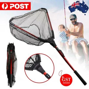 Fishing Landing Net Aluminum Alloy Red Portable Fish Mesh Pole Handle Foldable - Picture 1 of 12