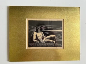 African American Vintage Wood Block Prints (1) Earl Washington 6x7 Image Matted. - Picture 1 of 5