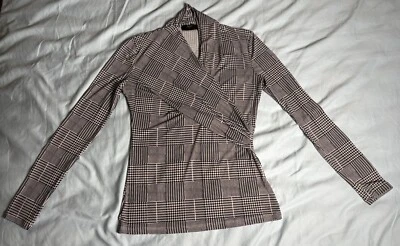 Top Tahari Puño Enrollado Top Cuadros Rayas Color Negro Talla Extra Pequeña Foto 1 de 4