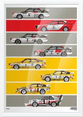 Generationen des Audi Quattro Poster Druck | Wandkunst | Auto Bild - Image 1 of 4