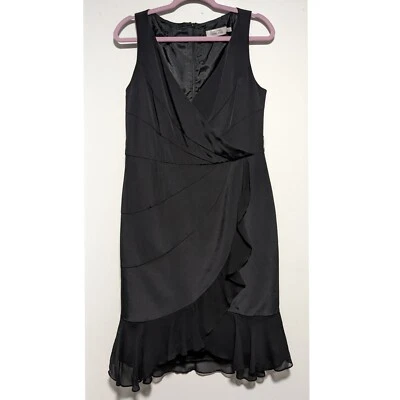 Rickie Freeman For Teri Jon Black Ruffle Hem Cocktail Dress Black 12 - Image 1 of 4