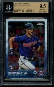 2015 Topps Chrome Byron Buxton SP Rookie RC BGS 9.5 Gem Mint #203 Short Print - Picture 1 of 2