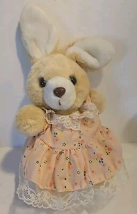 Peluche vintage 1986 Luv Bunch Tan coniglietto pasquale coniglio vestito floreale 13 pollici - Foto 1 di 4