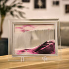 7 Inch Pink Black White Glass Framed Moving Sand Landscape Picture Desk Decor 