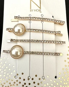 Set Crystal /Pearl Embellished Hair pins - Picture 1 of 3