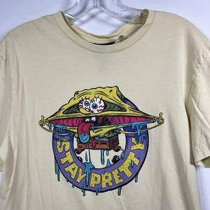 H&M SpongeBob SquarePants Stay Pretty T-Shirt Adult Small Yellow Graphic Tee. N - Picture 1 of 8